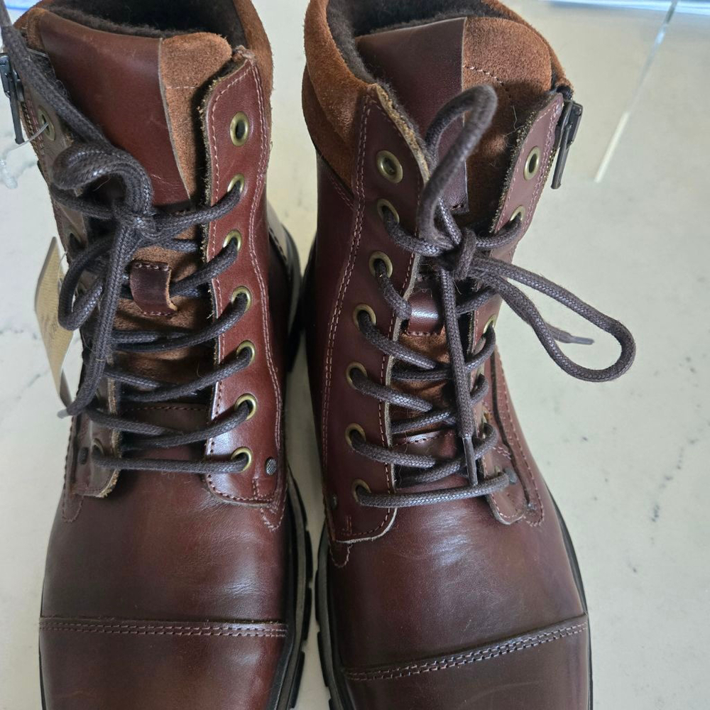 Men's BOOTLEGGER Brown Leather Moto Boots Size US 10/EU 43 Made in Portugal - Picture 10 of 13